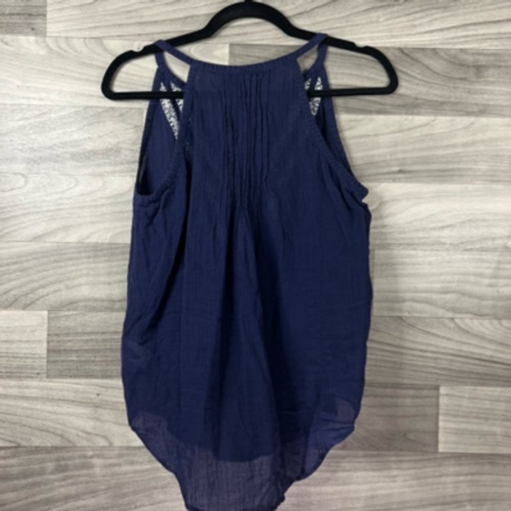Paige Blouse Womens XS Blue White Tyra Sleeveless V Neck Embroidered Button Boho - Picture 5 of 11